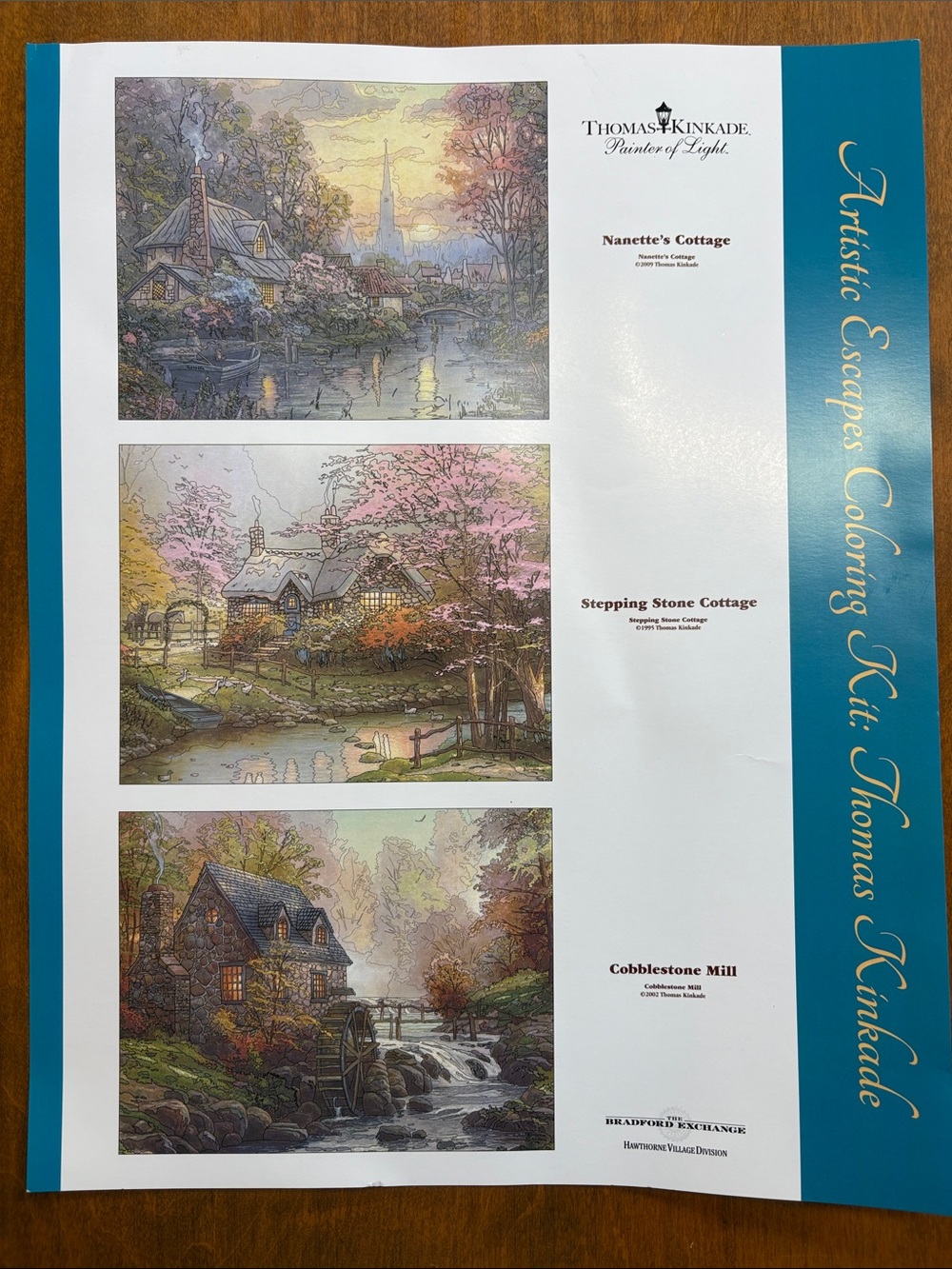 Thomas Kinkade Cottage Scenes Coloring Kit —  from the Bradford Exchange